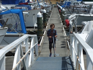 Kayi scooting around the boats